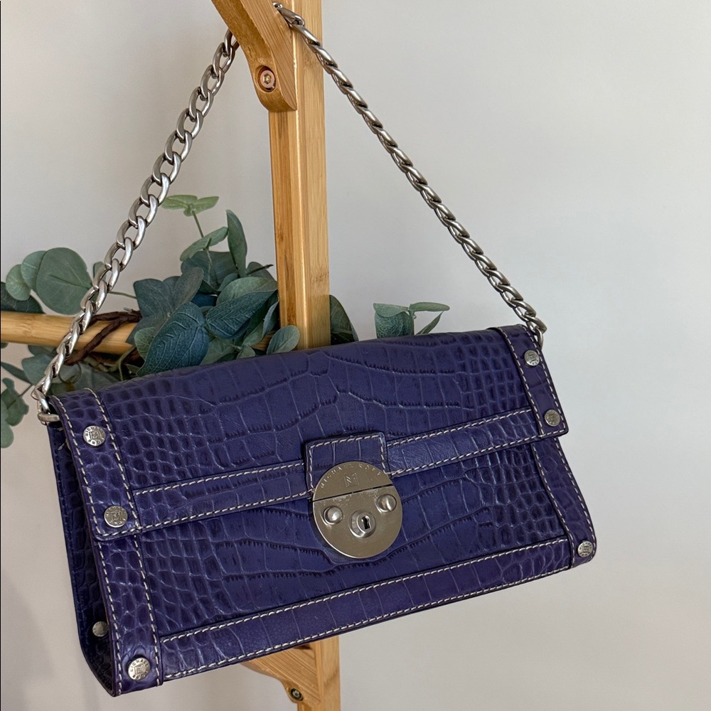 Vintage Michael Kors Purple Croc Embossed Purse